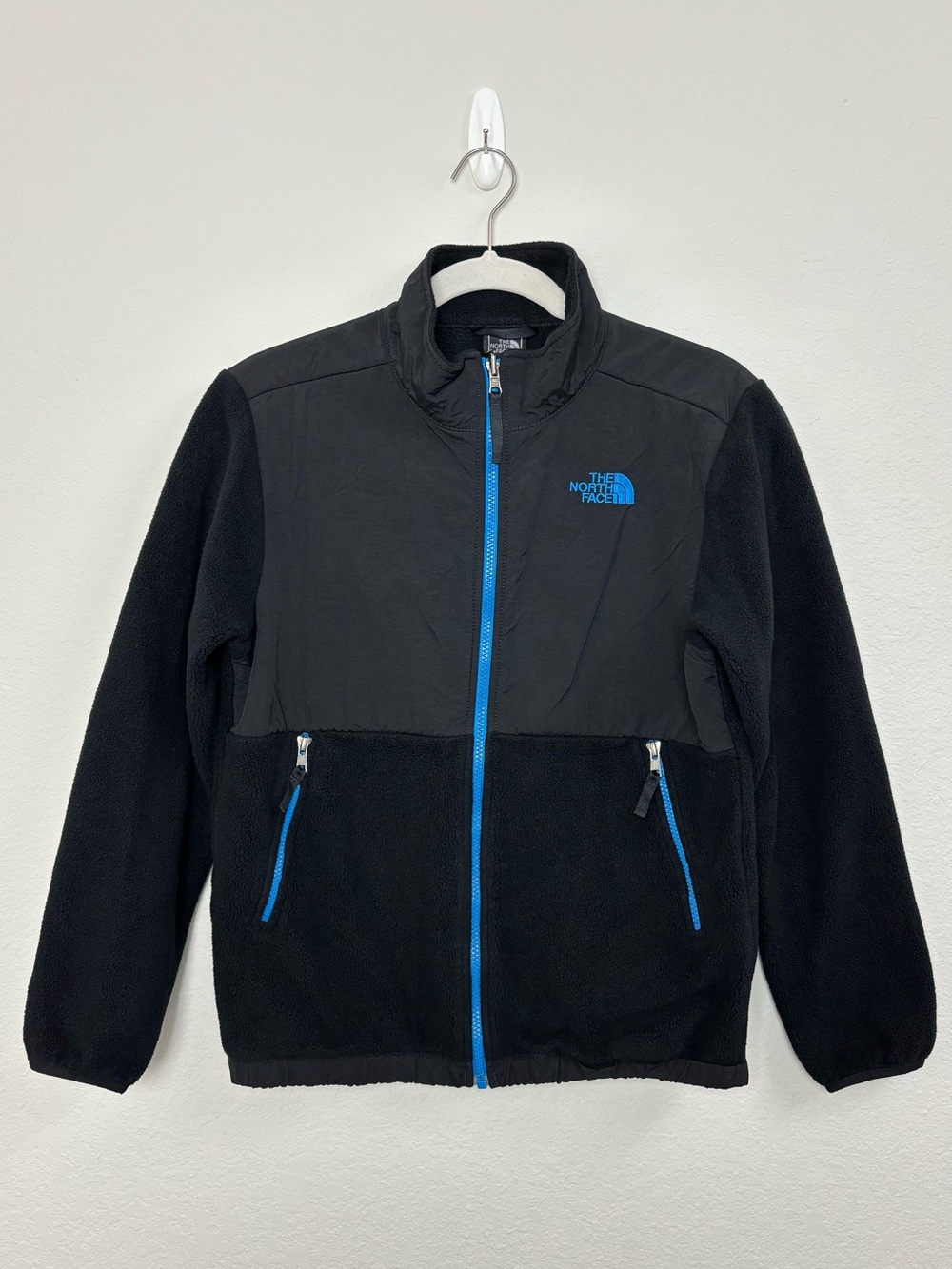 The North Face Black Blue Full Zip Fleece Jacket Polartec Boys Size L 14/16